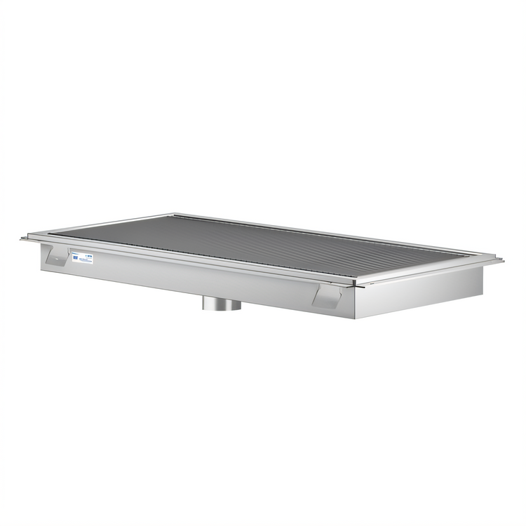 Product image #1 for KoolMore 96-Inch x 18-Inch Stainless Steel Commercial Floor Trough Drain with Subway-Style Grates
