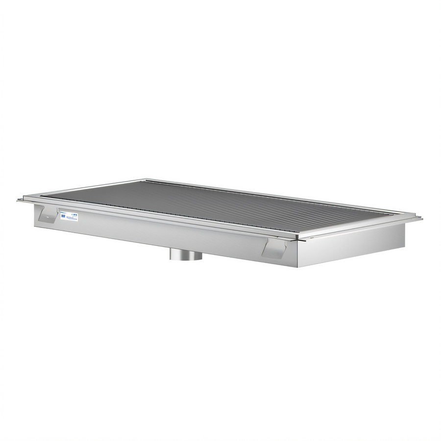 Product image #1 for KoolMore 96-Inch x 18-Inch Stainless Steel Commercial Floor Trough Drain with Subway-Style Grates