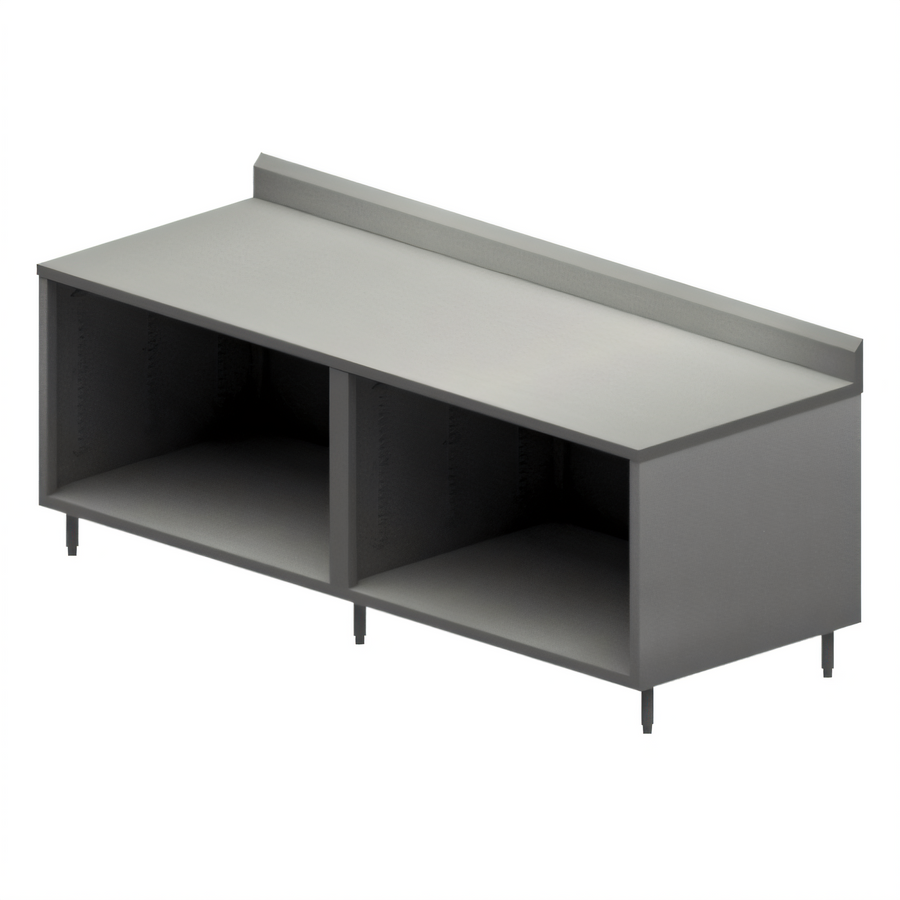 Product image #1 for BK Resources Stainless Steel Chef Table, 96 x 30 Inches, Open Front Cabinet Base, 5-Inch Riser