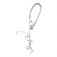 T&S Brass B-2338-CR Deck-Mount Single-Hole Pre-Rinse Unit with Add-On Faucet, 12-Inch Swing Nozzle, and 1.15 GPM Spray Valve