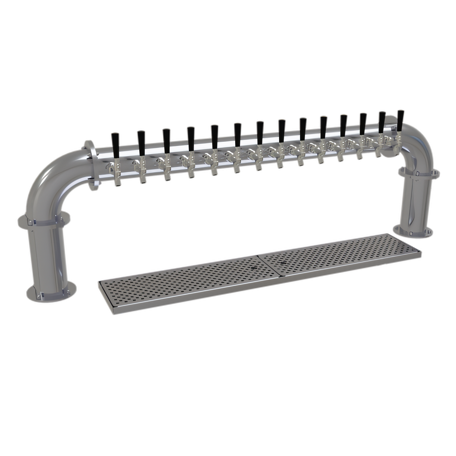 Product image #1 for Glastender PP-14-SS Countertop Air-Cooled Pipe Pass-Thru Draft Dispensing Tower with 14 Stainless Steel Faucets