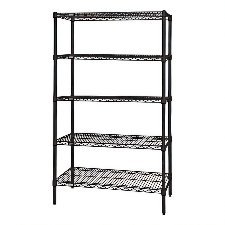 Product image #1 for Quantum 60" W x 24" D x 86" H 5-Shelf Wire Shelving Starter Kit, Black Epoxy Antimicrobial