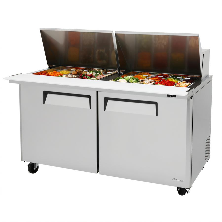 Product image #1 for Turbo Air M3 60-Inch Two-Section Mega Top Sandwich/Salad Prep Table, 24-Pan, Rear-Mount Self-Contained, 2-Door