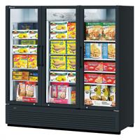 Turbo Air Super Deluxe Three-Section Glass Door Freezer Merchandiser, 62.2 Cu. Ft., Bottom-Mounted Refrigeration, Hinged Triple-Pane Doors