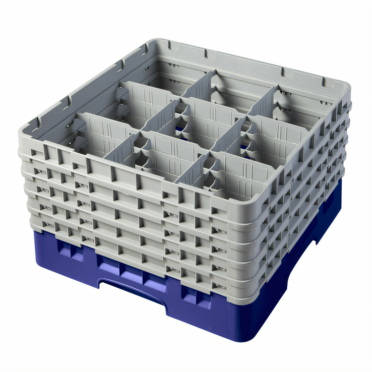 Product image #2 for Cambro Camrack Full Size 9-Compartment Glass Rack with 5 Extenders, Navy Blue