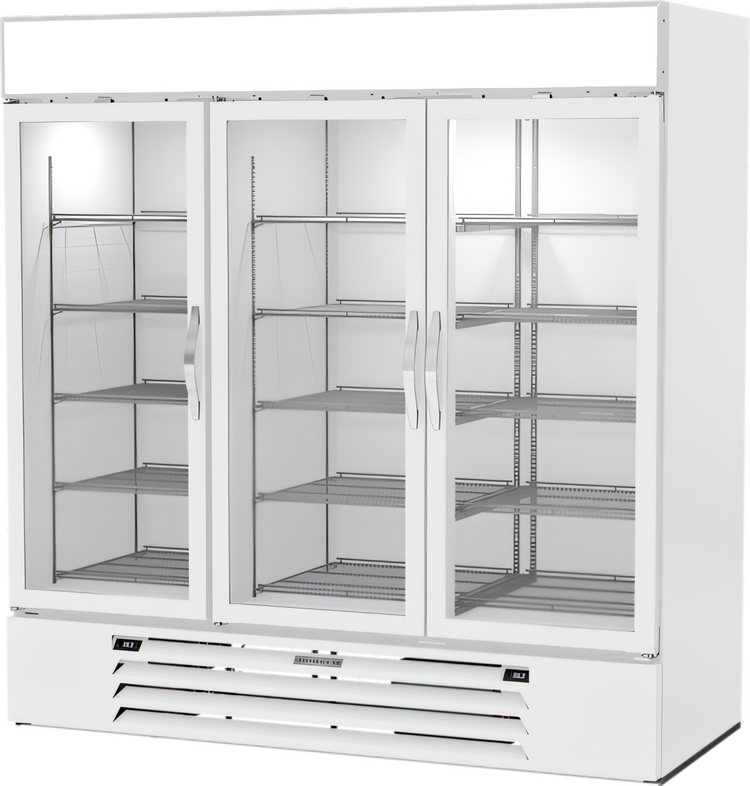 Product image #1 for Beverage Air MarketMax Dual Temperature Three-Section Reach-In Merchandiser Refrigerator with 3 Glass Doors