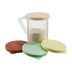 Thumbnail image #1 for 10 oz Clear Polycarbonate Shaker/Dredge with Handle and 4 Colored Snap-On Lids