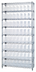 Thumbnail image #1 for Quantum 36 Inch x 18 Inch x 74 Inch Bin Wire Shelving System with 9 Shelves and 64 Clear Bins