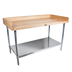 Thumbnail image #1 for John Boos Northern Hard Rock Maple Bakers' Top Work Table with Adjustable Stainless Steel Undershelf, 84 x 36 Inches