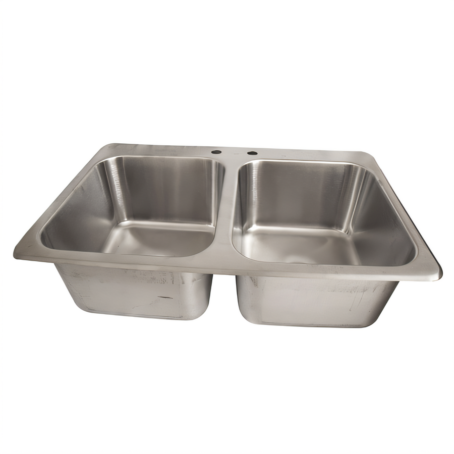 Product image #1 for BK Resources Two-Compartment 18-Gauge 304 Stainless Steel Drop-In Sink with 14 x 16 x 10 Inch Bowls