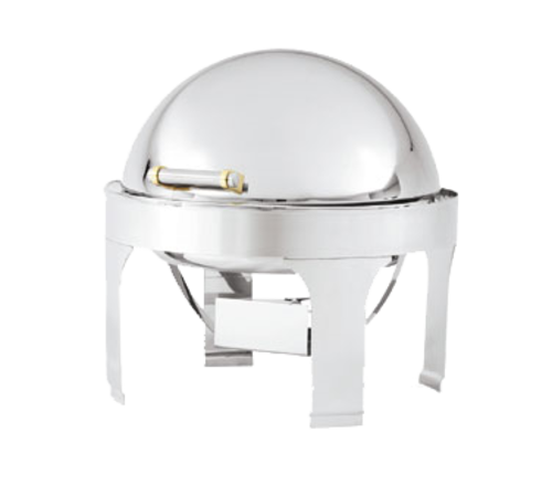 Product image #1 for New York, New York® Countertop Round Retractable Chafer, 6 Qt, Stainless Steel, Mirror Finish with Brass Accents