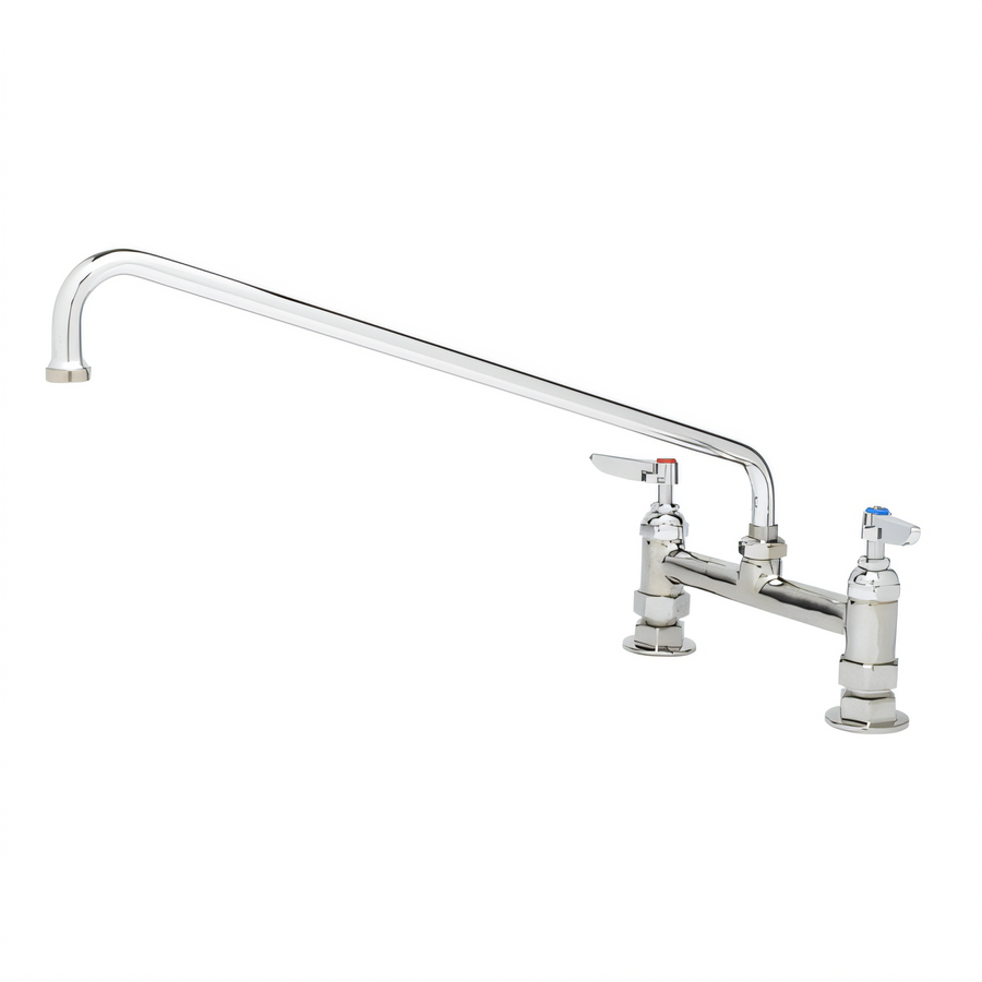 Product image #1 for T&S Brass B-0220 Deck-Mount Double Pantry Mixing Faucet with 18-Inch Swing Nozzle, 8-Inch Centers