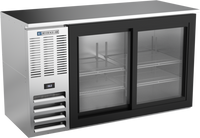Beverage-Air BBN58HC-F-GS-S 58-Inch Shallow Depth Food-Rated Back Bar Refrigerator with Sliding Glass Doors