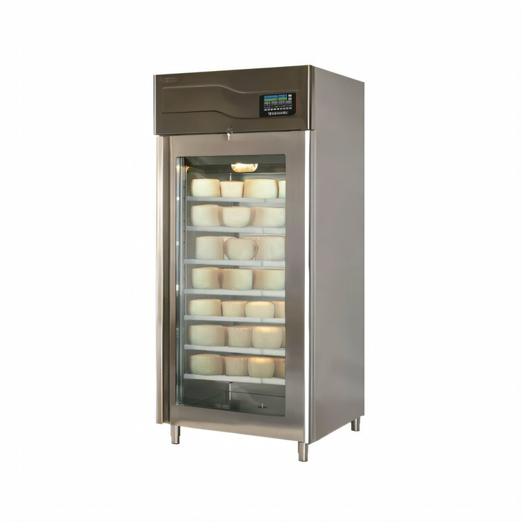 Product image #1 for Omcan Affinacheese® Single-Section Reach-In Cheese Drying Cabinet, 330 lb Capacity, Self-Contained Top-Mounted Refrigeration, Glass Display Door