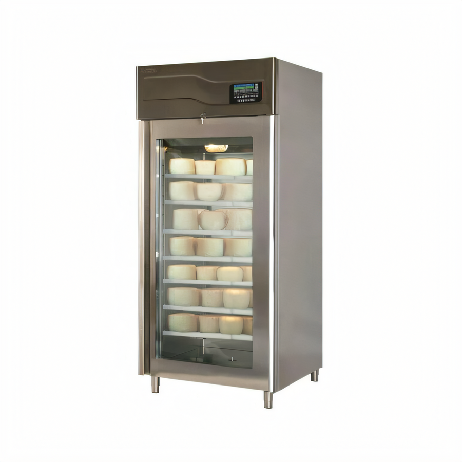 Product image #1 for Omcan Affinacheese® Single-Section Reach-In Cheese Drying Cabinet, 330 lb Capacity, Self-Contained Top-Mounted Refrigeration, Glass Display Door