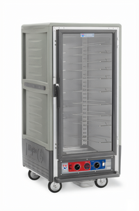 Metro C5 3 Series Mobile 3/4 Height Combination Heated Holding and Proofing Cabinet with Clear Polycarbonate Door, Gray Insulation Armour, Universal Wire Slides