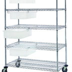 Thumbnail image #1 for Quantum WRC5-63-2448-93060CL 4-Drawer Bin Cart with Dividable Grid Container, 48W x 24D x 69H, 1200 lb Capacity, Chrome Finish