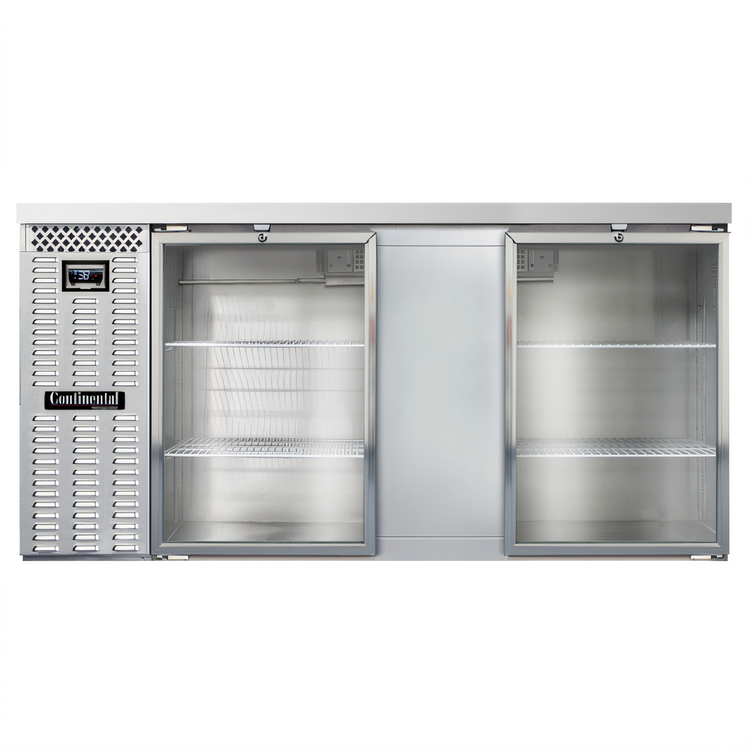 Product image #1 for Continental Refrigerator BB69NSSGD 69" Low Profile Two Glass Door Refrigerated Back Bar Cooler