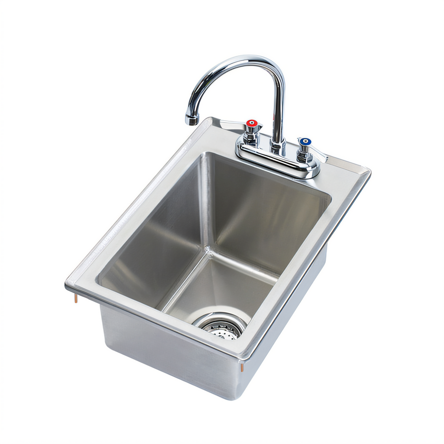 Product image #1 for Drop-In Stainless Steel Hand Sink with Faucet, 12" x 18" x 5"