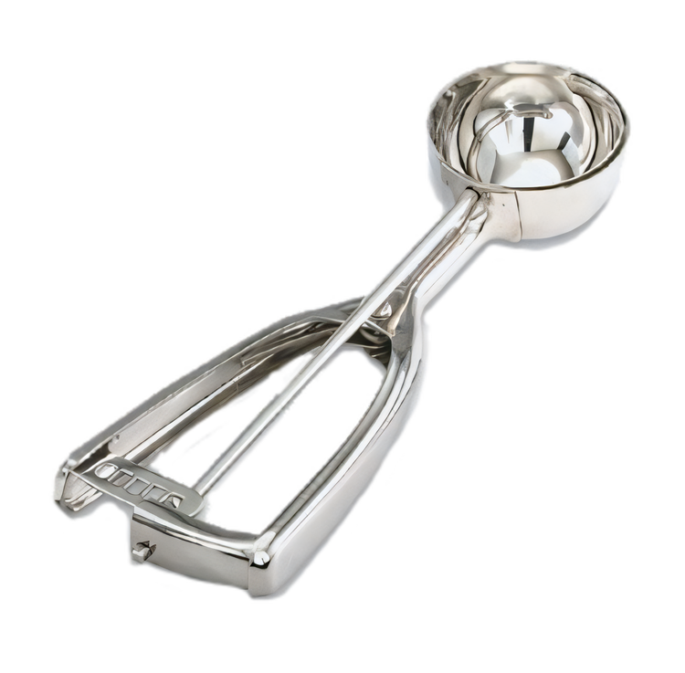 Product image #1 for Vollrath #100 Round Bowl Stainless Steel Disher, 3/8 oz, Universal Squeeze Handle