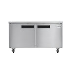 Thumbnail image #1 for Koolmore KM-UCF-15SS Commercial Undercounter Freezer, 60-Inch, Two Solid Doors, 15.7 Cu. Ft., Stainless Steel, Bottom-Mounted Refrigeration