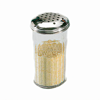 American Metalcraft 12 oz Clear SAN Plastic Cheese Shaker with Perforated Stainless Steel Top
