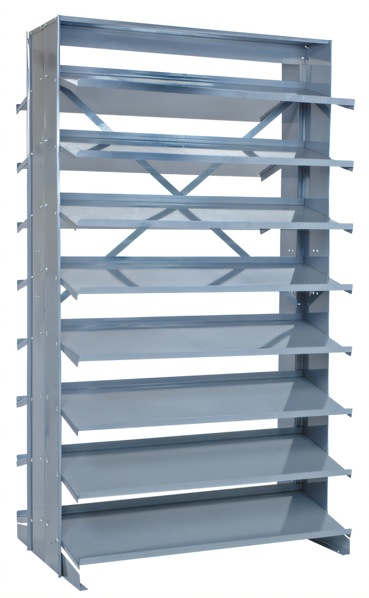 Product image #1 for Quantum Sloped Double-Sided Pick Rack with 16 Shelves, 800 lb Capacity