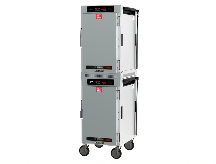 Product image #1 for Metro HotBlox Narrow Dual-Cavity Pass-Thru Insulated Holding Cabinet, 16 Pan, Digital Touchscreen, Solid Front/Clear Rear Doors
