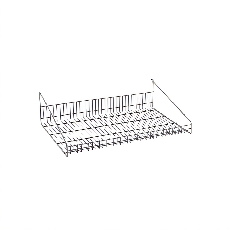 Product image #1 for Metro SmartWall 30 Inch W x 18 Inch D Wall-Mounted Grid Shelf with Retaining Edge, Metroseal Gray, Microban