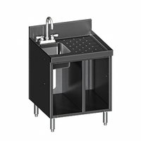 CHOICE 24-Inch Stainless Steel Underbar Hand & Dump Sink Cabinet with Right Drainboard and Chemical Storage
