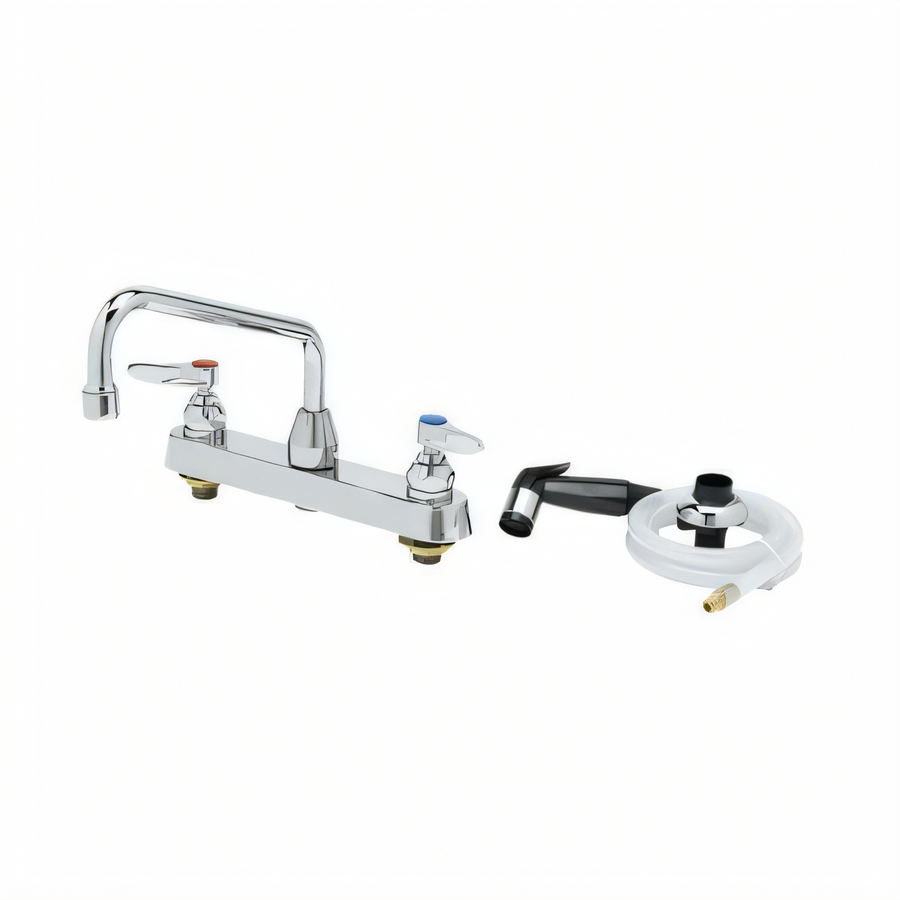 Product image #1 for T&S Brass B-1172-CR Deck-Mount Workboard Mixing Faucet with 8-Inch Centers, 8-Inch Swing Nozzle and Side Spray