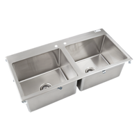 John Boos Pro-Bowl 2-Compartment Drop-In Hand Sink, Stainless Steel, 45-1/4 x 21 x 12 Inches
