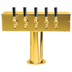 Thumbnail image #1 for Micro Matic USA T Style DS-255-PVDKR Countertop 5-Faucet Glycol-Cooled Draft Beer Tower, PVD Brass Finish