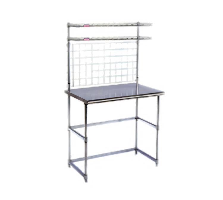 Product image #1 for Eagle Group Modular Stainless Steel Workstation with 2 Wire Overshelves and Rear Grid Panel, 48 x 24 x 74 Inches