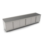 Thumbnail image #1 for John Boos 4CH4R1.5-30144 Enclosed Stainless Steel Work Table, 144W x 30D, 14-Gauge Type 300 Top, 1-1/2-Inch Backsplash