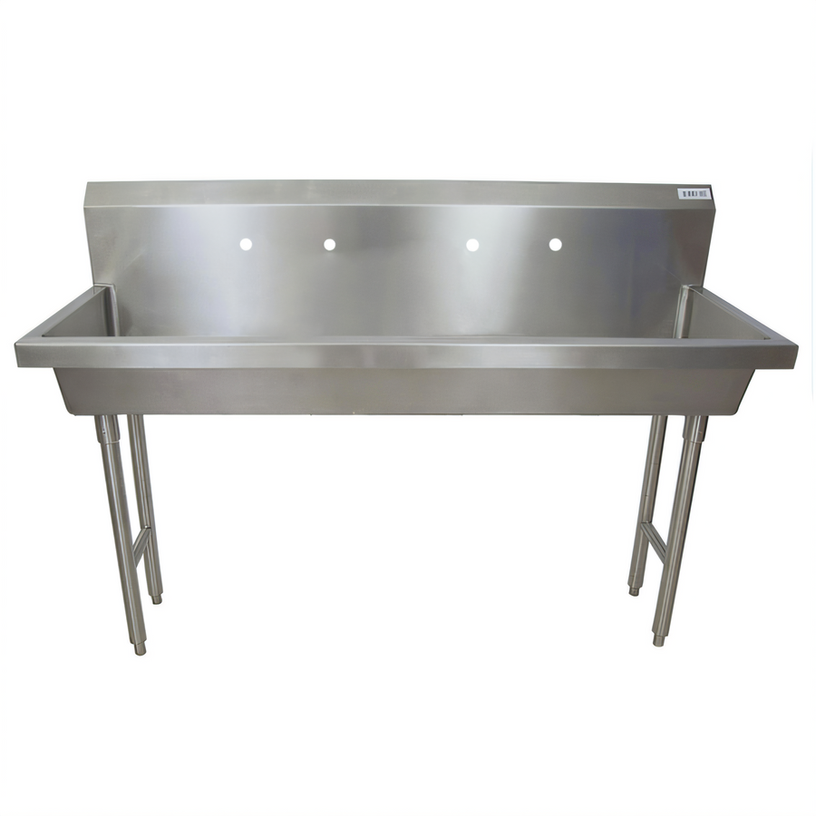 Product image #1 for Two-Station Freestanding Stainless Steel Hand Wash Sink, 60-Inch Wide