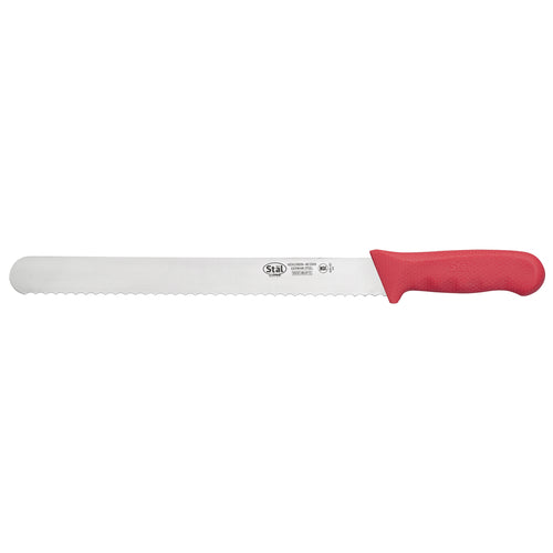 Product image #1 for Winco Stäl 12-Inch Wavy Edge Slicer Knife with Red Polypropylene Handle