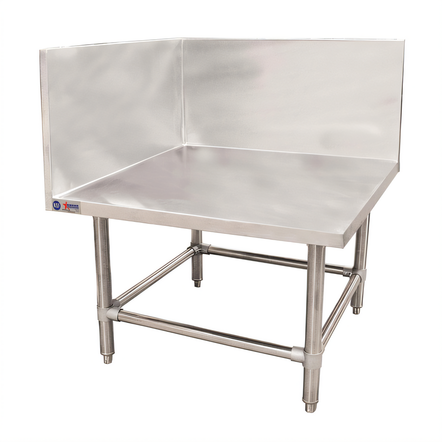 Product image #1 for Omcan USA L-Shaped Meat Grinder Table with 15-Inch Backsplash and Side Splashes, 31 x 31 x 20 Inches