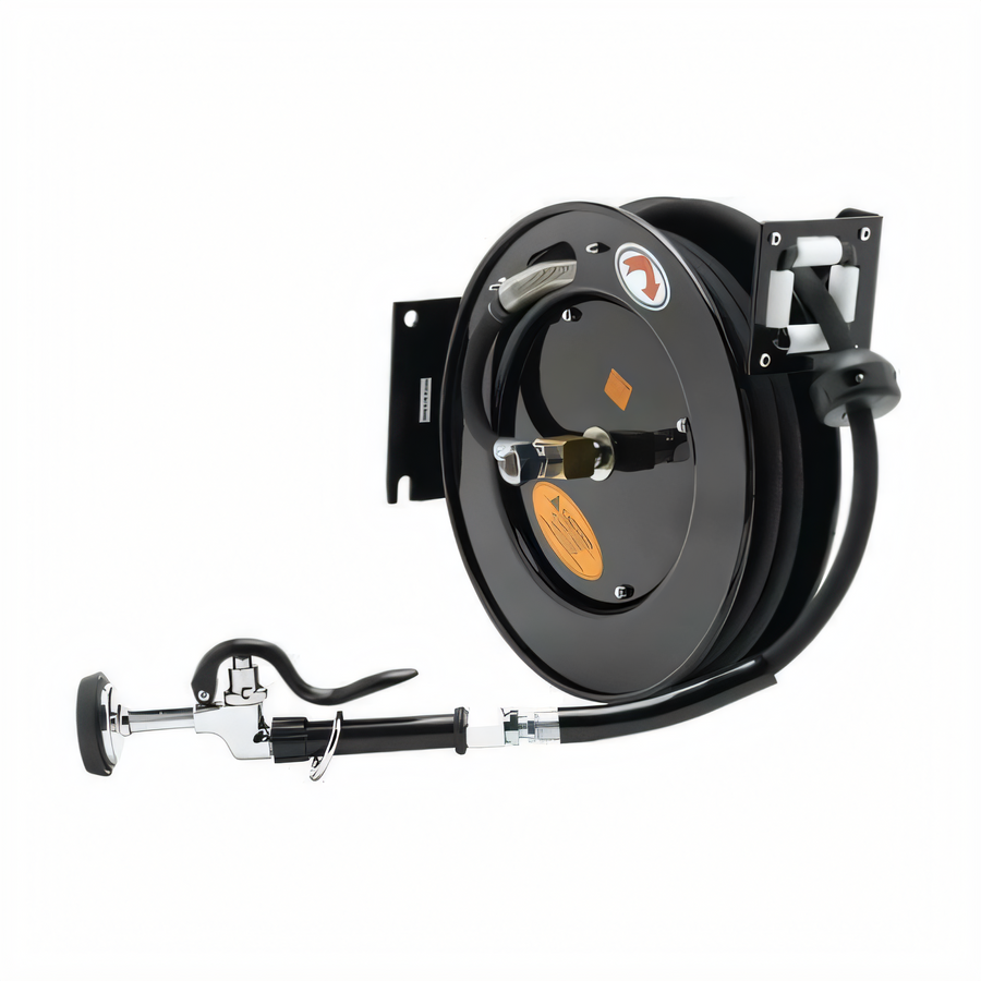 Product image #1 for Equip Open Retractable Hose Reel with 3/8-Inch x 35-Foot Hose, Spray Valve, and Powder-Coated Steel