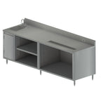 Thumbnail image #1 for BK Resources BEVT-3096L Stainless Steel Beverage Table with Left Sink, Urn Trough, Cabinet Storage, and 5-Inch Backsplash, 96 x 30 Inches