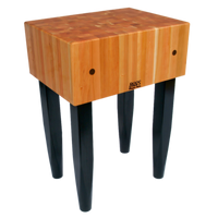 John Boos Rouge et Noir Le Bloc 24 x 24 x 34 Inch Stationary End Grain Cherry Butcher Block Work Table