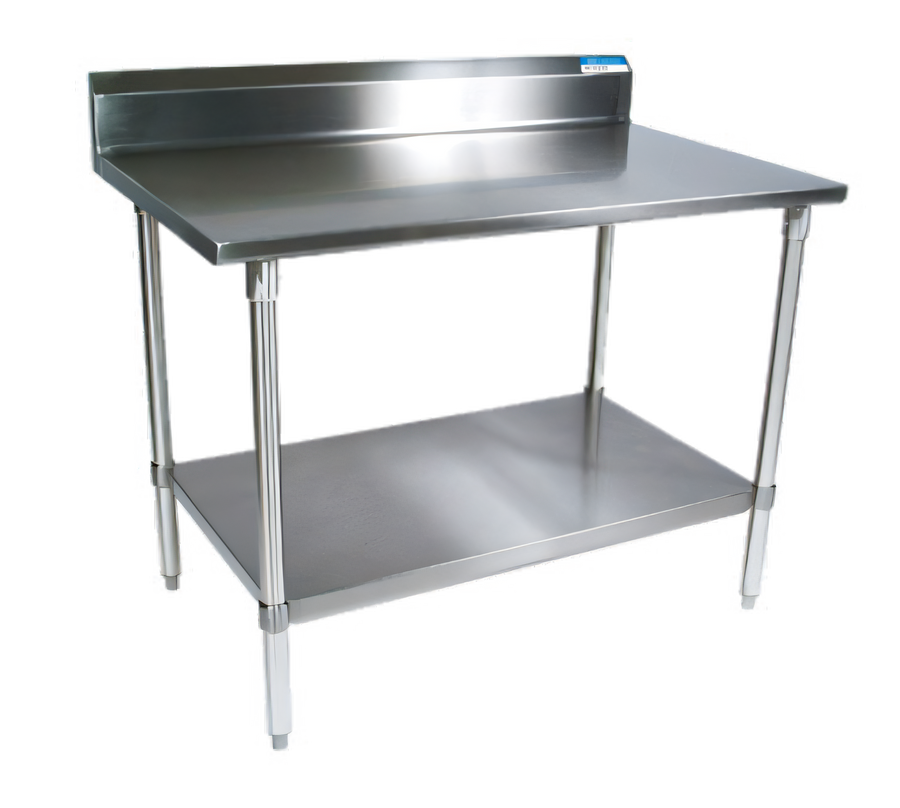 Product image #1 for BK Resources 36 x 24 Inch Stainless Steel Riser Work Table with 5 Inch Backsplash and Galvanized Undershelf