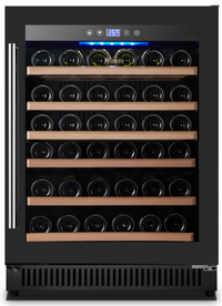 Omcan Vinovero 23-Inch Single-Zone Self-Contained Wine Refrigerator, 51-Bottle Capacity, Black Framed Tinted Glass Door