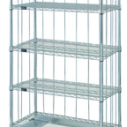 Thumbnail image #1 for Quantum MD2460C47RE-5 Mobile Enclosure Cart, 60"W x 24"D x 81"H, 5 Wire Shelves, Chrome Finish