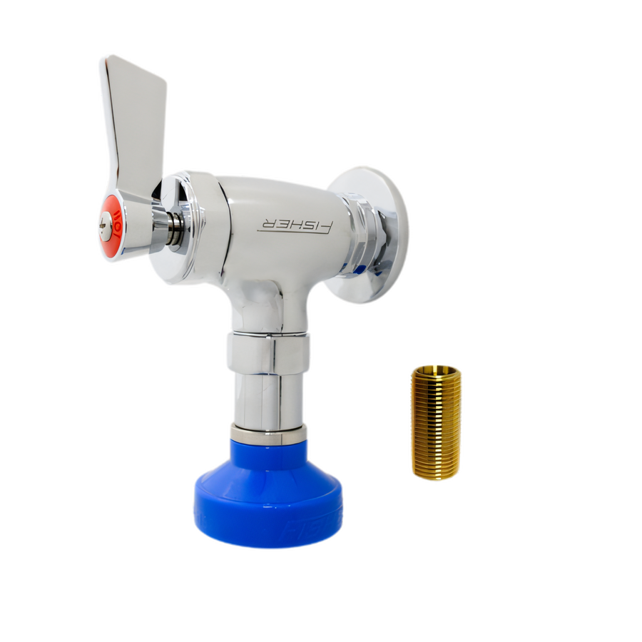 Product image #1 for Fisher Wall-Mount Single-Inlet Pre-Rinse Faucet with Cross Handle and Spray Head