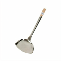 Town 33973 Machine-Made Stainless Steel Wok Shovel with Wood Handle — 16.5 Inches (Dozen Pack)