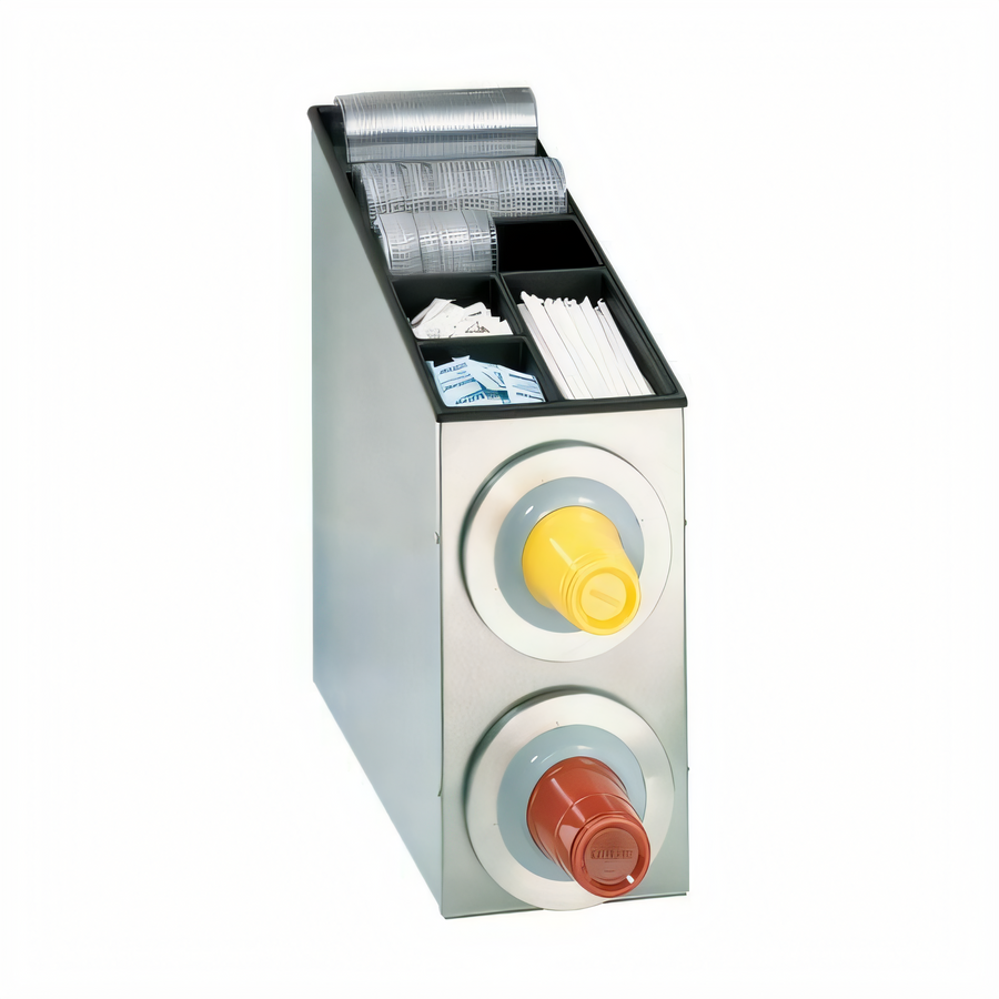 Product image #1 for Dispense-Rite BFL-L-2SS Countertop Stainless Steel Cup and Lid Dispensing Cabinet, 2 Dispensers