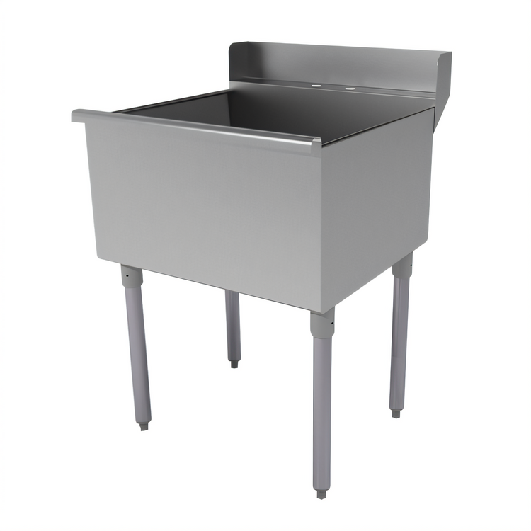Product image #1 for Advance Tabco 4-41-24D Square Corner Single-Compartment Scullery Sink with 24 x 24-Inch Bowl, 430 Stainless Steel, 4-Inch Backsplash, Legs