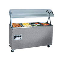 Vollrath 2-Series Affordable Portable 3-Well Mobile Hot Food Station with Enclosed Storage Base and Buffet Breath Guard, 208-240V