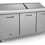 Thumbnail image #1 for Kelvinator Commercial KCHST70.18 Three-Section Refrigerated Sandwich/Salad Prep Table, 18 1/6 GN Pan, 3 Solid Doors, Stainless Steel